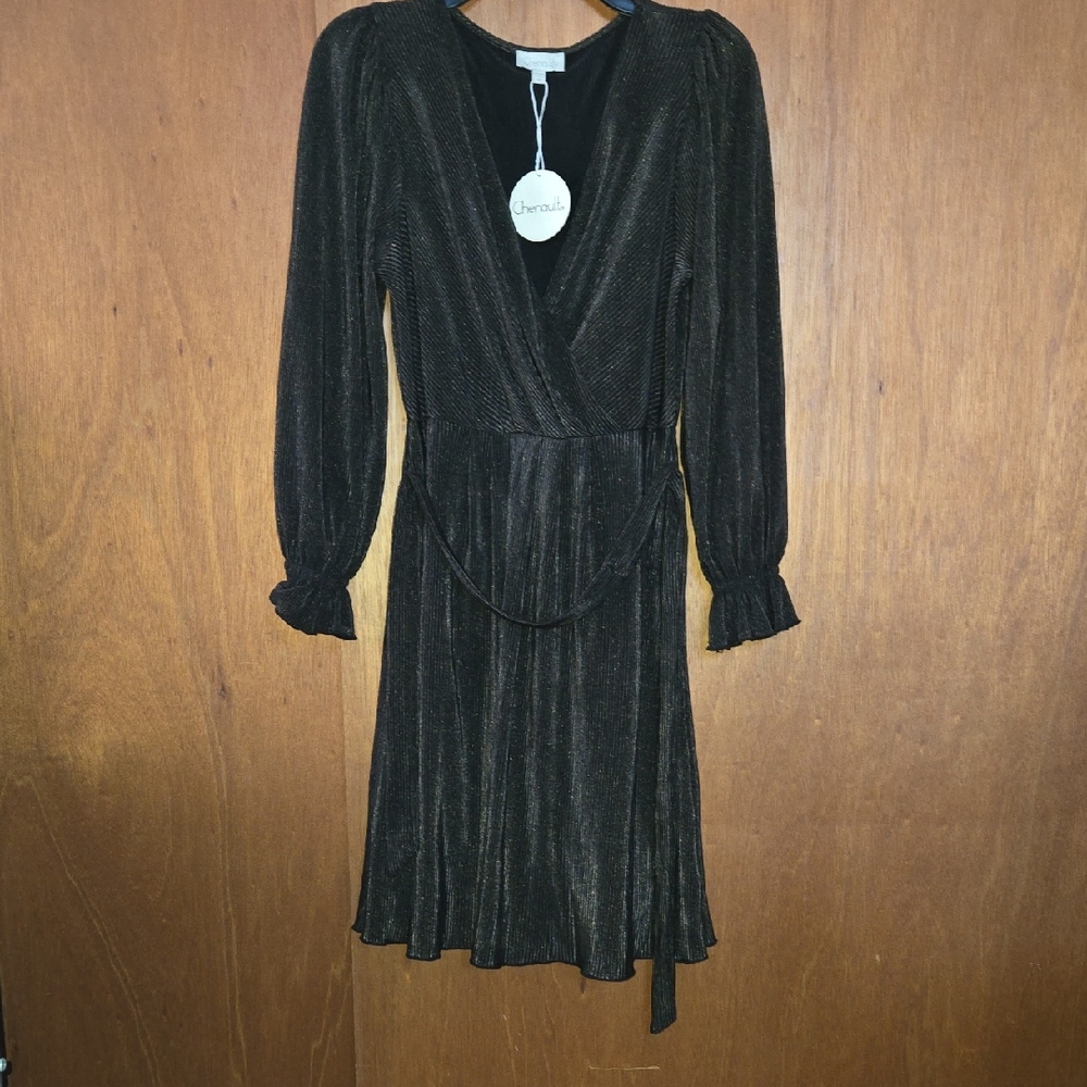 Chenault Shimmering Black Long Sleeve Dress